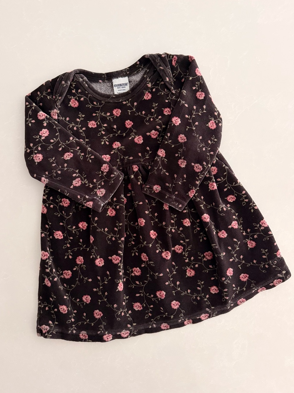 OshKosh B'gosh Toddler Girls Long Sleeve Floral Corduroy Dress • Size 24M
